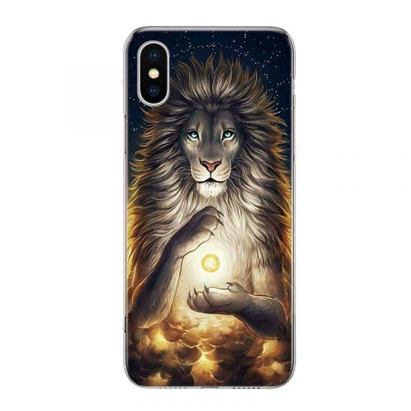 Coque iPhone Lion<br> Dieu Félin