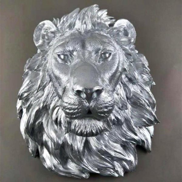 Tête de Lion Murale<br> Argentée - Image 2