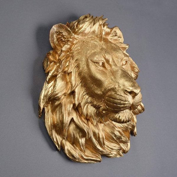 Tête de Lion Murale<br> Dorée - Image 2