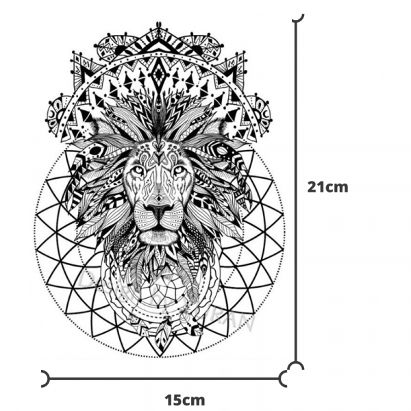 Tatouage Éphémère Lion Artistique - Image 2